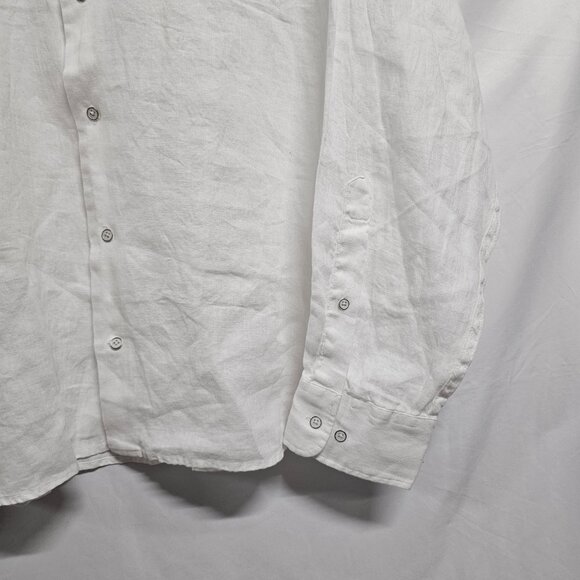 Peter Millar Button Up Men Shirt Size XXL White Linen Long Sleeve - Picture 11 of 13